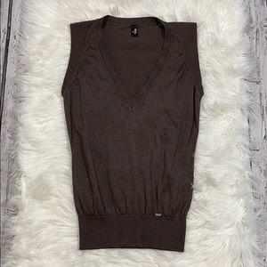 Wolford Brown V-Neck Sleeveless Sweater